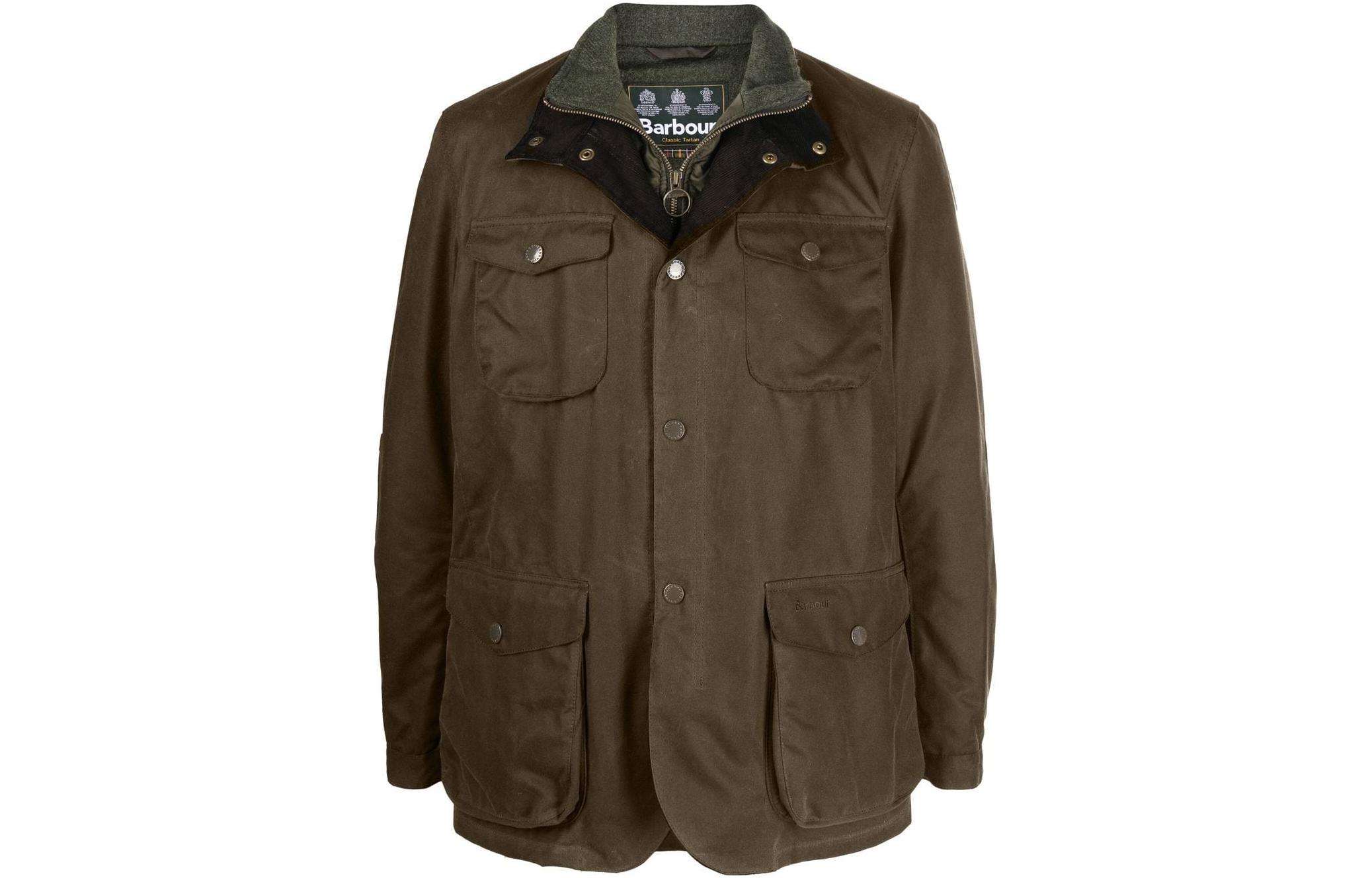 Barbour FW22 Olive Green Waxed Jacket with Solid Color Panels MWX0700OL51