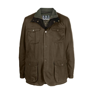 Barbour FW22 Olive Green Waxed Jacket with Solid Color Panels MWX0700OL51