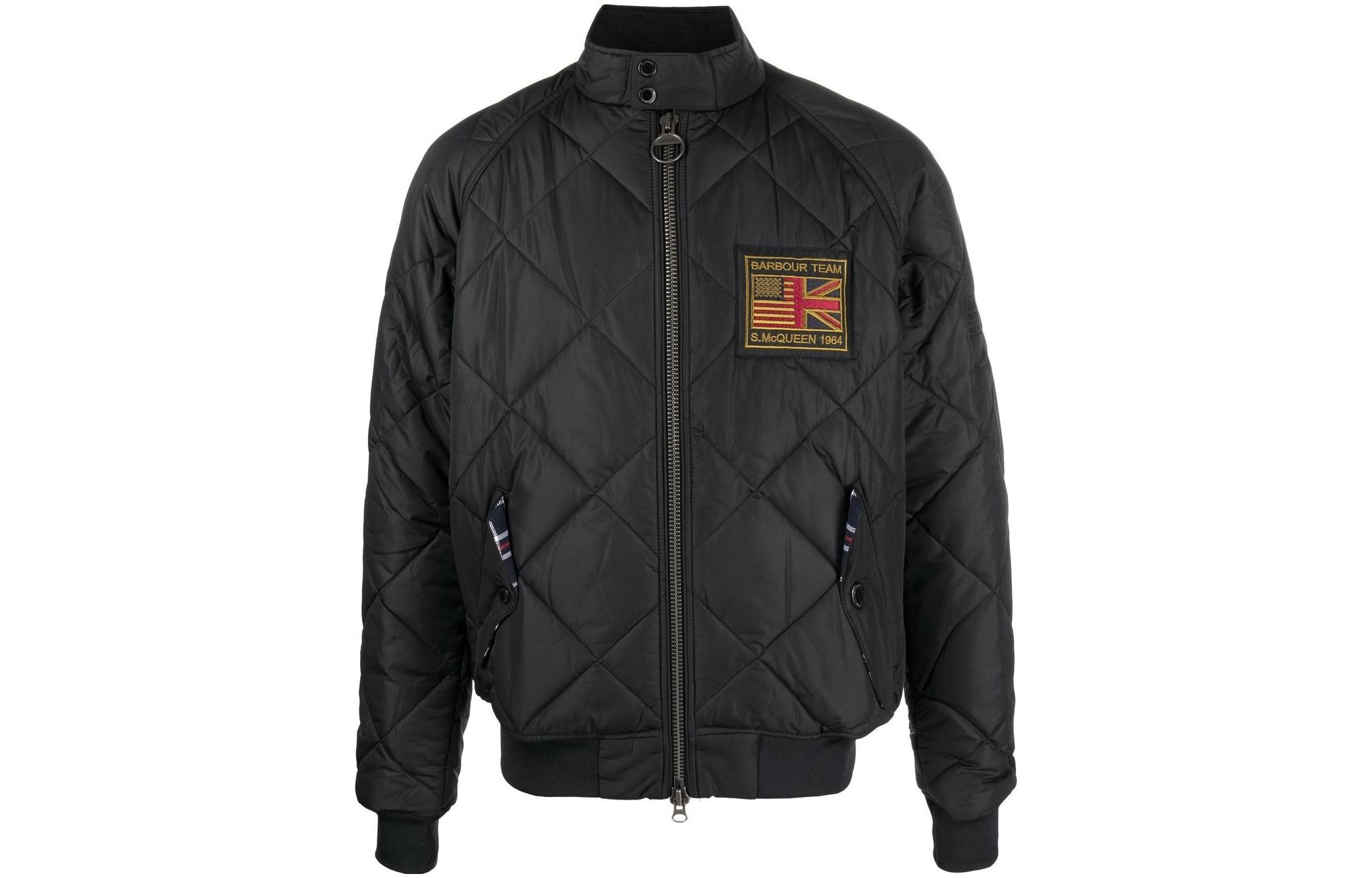 Barbour FW22 Quilted Jacket with Logo Patch Black for Men MQU1326BK11