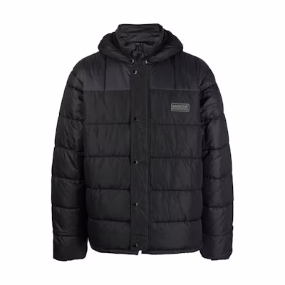Barbour FW22 Solid Logo Patch Hooded Jacket Black MQU1444BK11