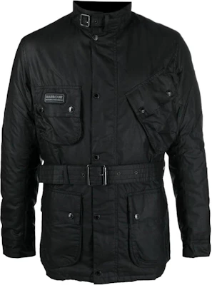 Barbour FW22 Jaket Sabuk Waxed Logo Print Lengan Panjang MWX1711BK71 Buy Barbour FW22 Jaket Sabuk Waxed Logo Print Lengan Panjang MWX1711BK71