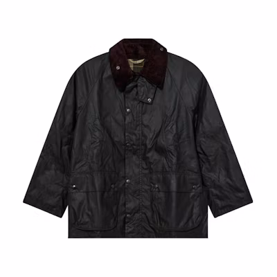 BARBOUR FW23 Green Solid Studded Zipper Jacket. MWX1679