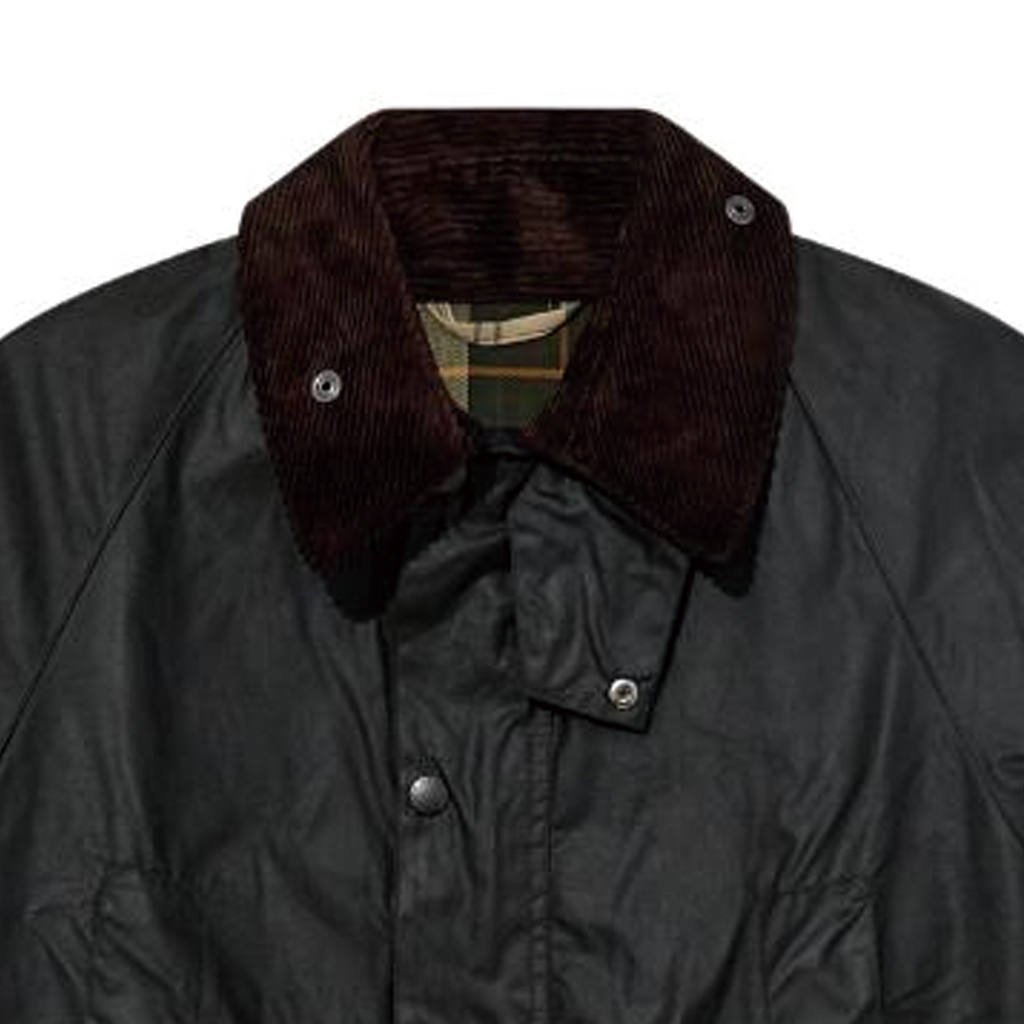 Shop BARBOUR FW23 Jaket Resleting Hijau Solid Berstud. MWX1679