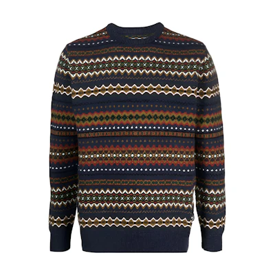 Barbour FW23 Multicolor Geometric Pattern Knit Sweater Crewneck. MKN1027NY72