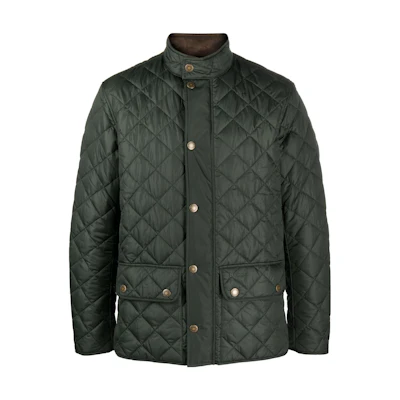 BARBOUR FW23 Olive Green Solid Quilted Casual Jacket. MQU1715
