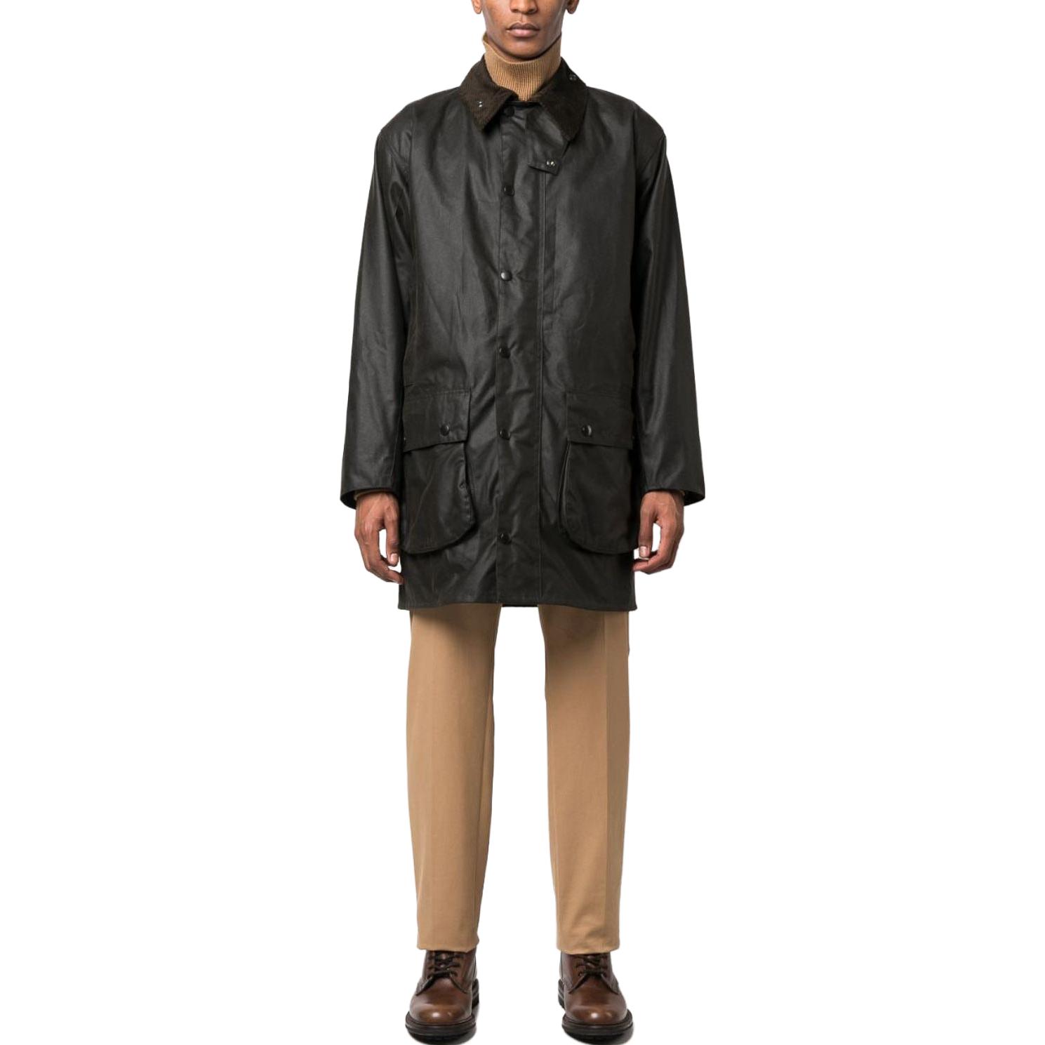 Lookbook BARBOUR FW23 Jaket Kasual Waxed Hitam Lengan Panjang Desain Solid. MWX0009OL91