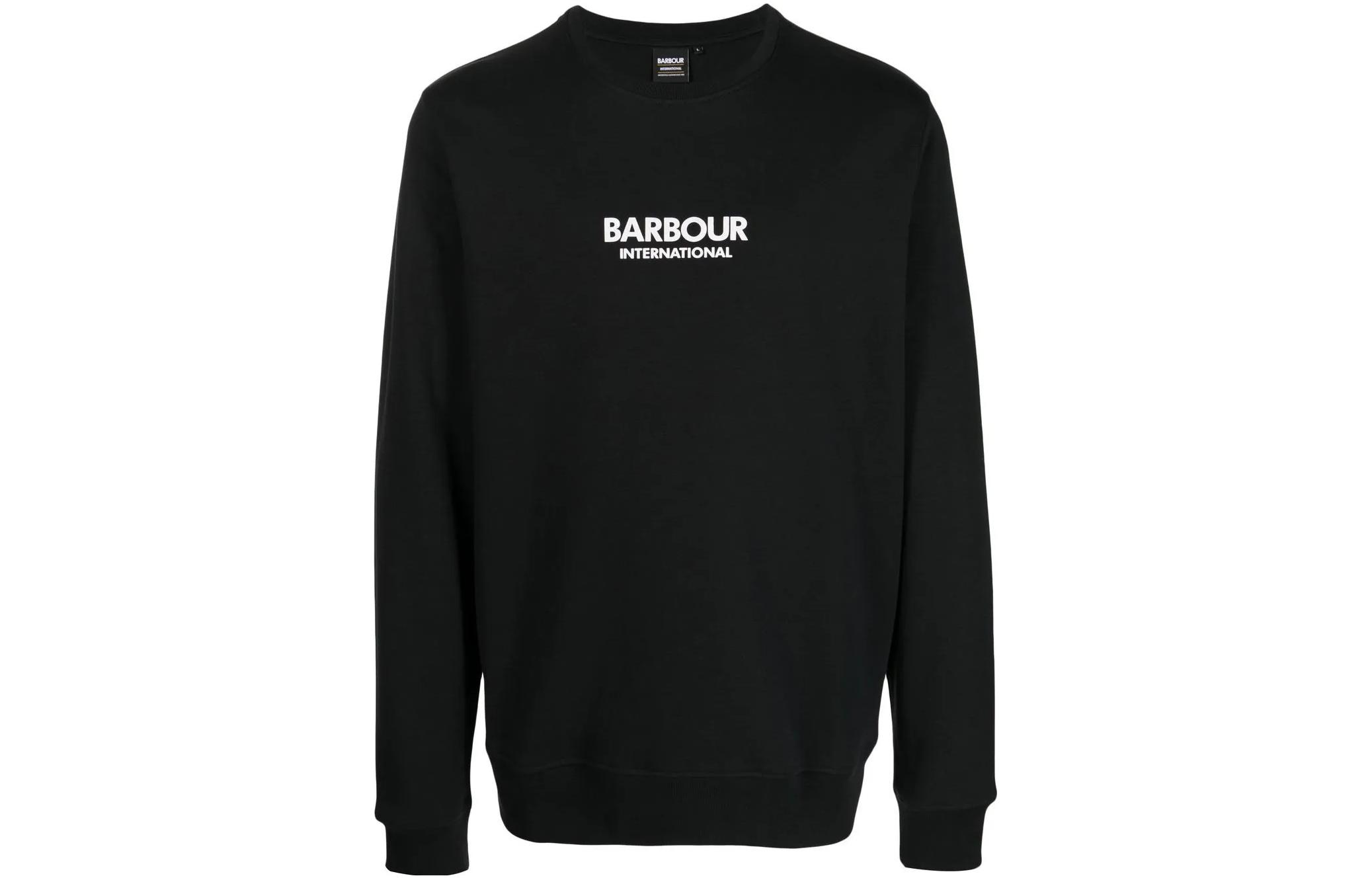 Barbour FW23 Black Colorblock Logo Print Pullover Sweatshirt MOL0448BK31