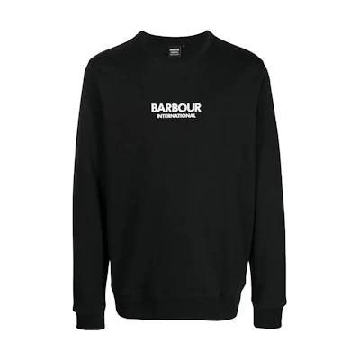 Barbour FW23 Black Colorblock Logo Print Pullover Sweatshirt MOL0448BK31
