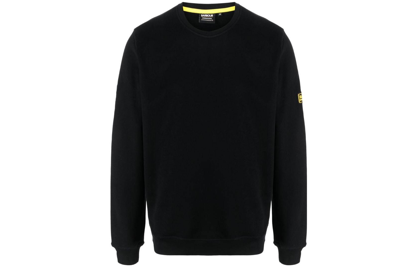 Barbour FW23 Black Crewneck Pullover Sweatshirt with Logo Patch MOL0530BK11
