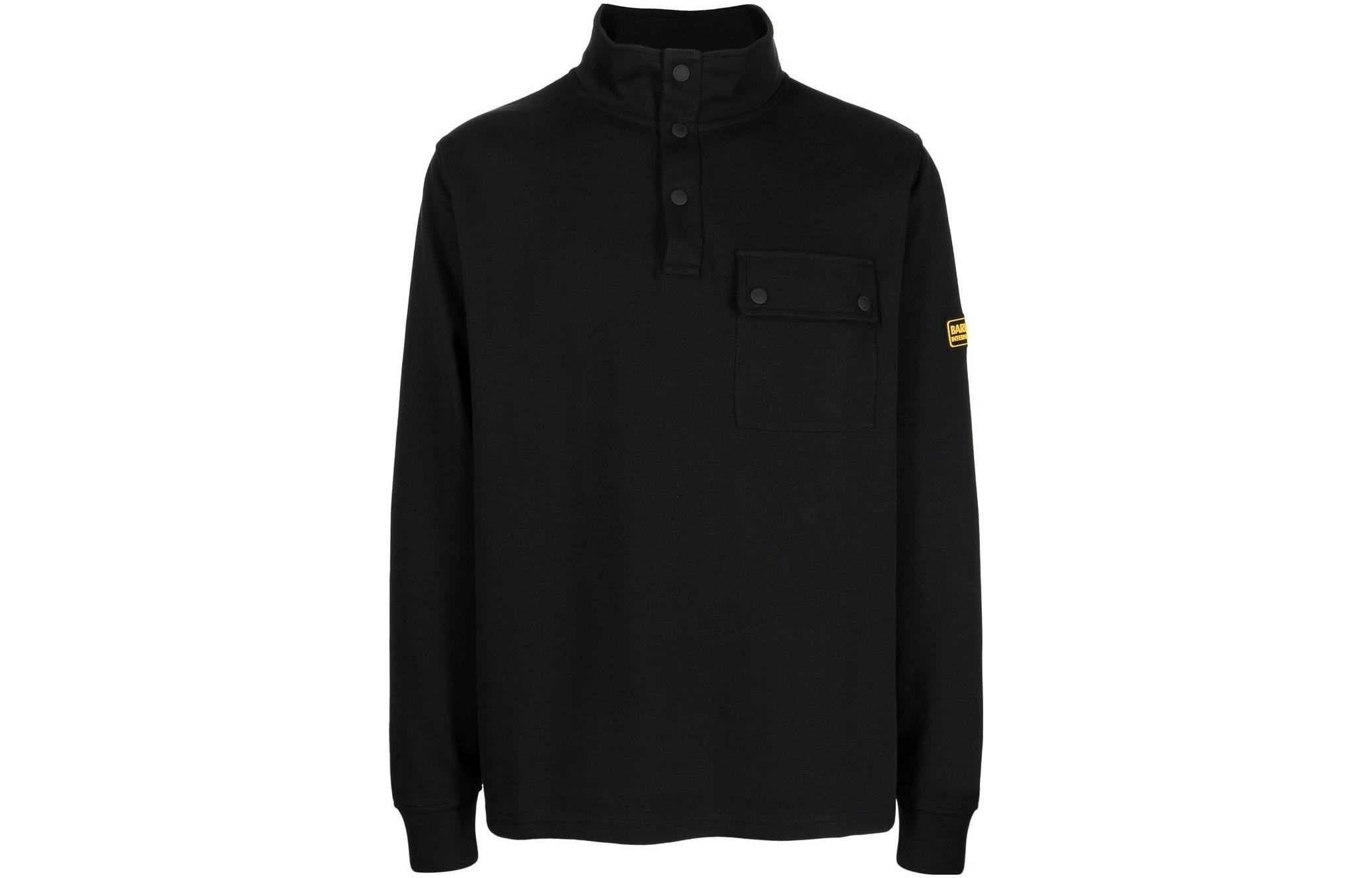 Barbour FW23 Black High-Neck Sweatshirt with Solid Logo Patch MOL0452BK31