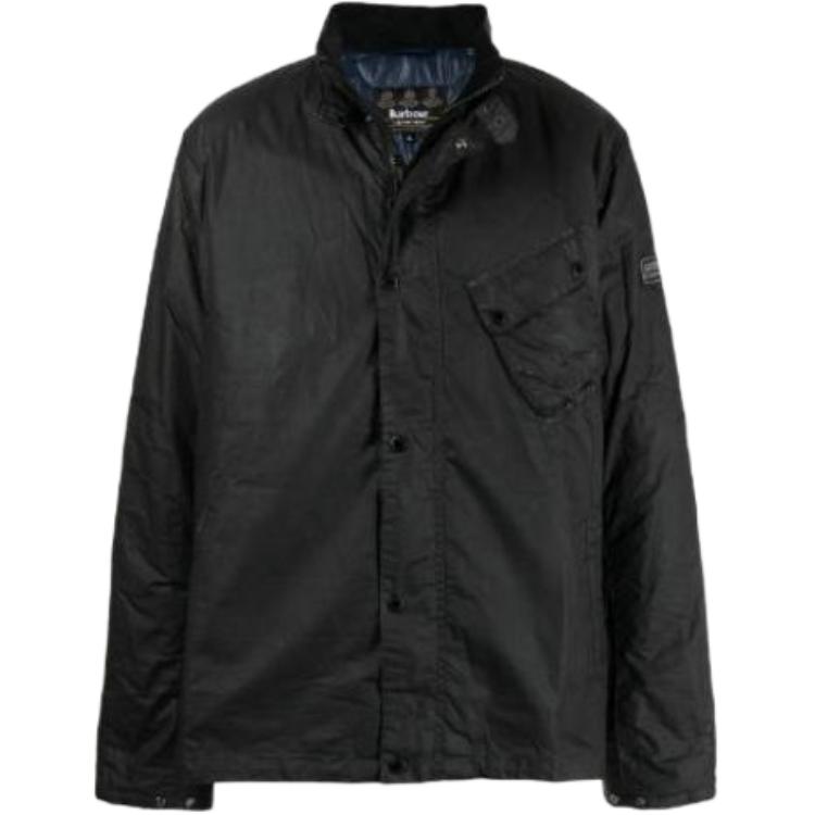 Barbour FW23 Black Waxed Casual Jacket with Buckle Closure MWX1876BK11