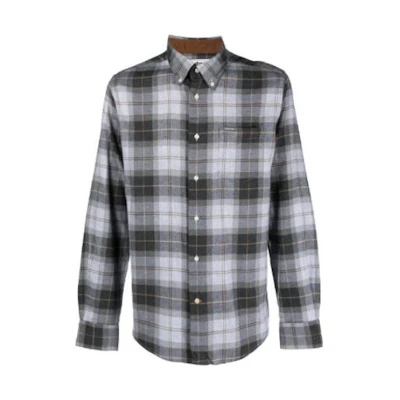 Barbour FW23 Check Button-Up Sweatshirt Grey Shirt MSH4991MSHTN86