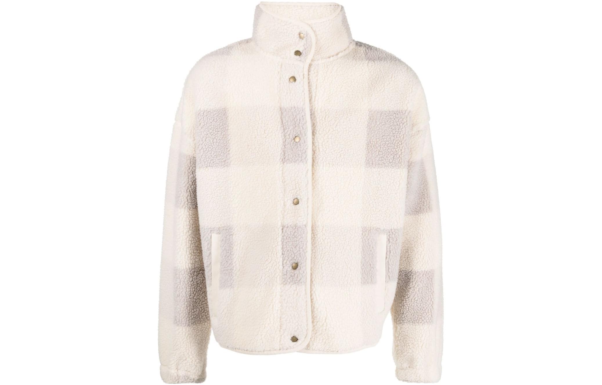 Barbour FW23 Checked Stand Collar Long Sleeve Jacket Light Beige LOL0567
