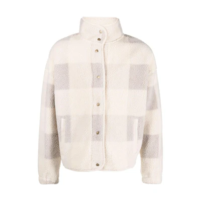 Barbour FW23 Checked Stand Collar Long Sleeve Jacket Light Beige LOL0567