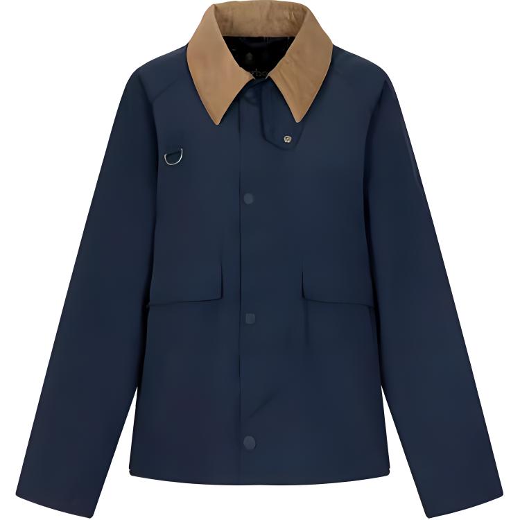 Barbour FW23 Contrast Collar Zip Casual Long Sleeve Jacket Unisex Navy Blue MSP0100NY71