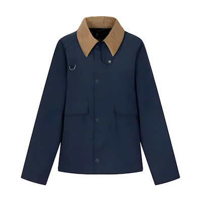 Barbour FW23 Contrast Collar Zip Casual Long Sleeve Jacket Unisex Navy Blue MSP0100NY71