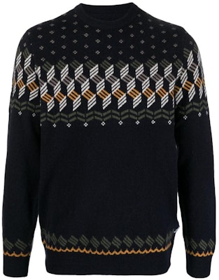 바버 FW23 페어아일 울 크루넥 스웨터 네이비 블루 MKN1511MKNNY91 Buy 바버 FW23 페어아일 울 크루넥 스웨터 네이비 블루 MKN1511MKNNY91