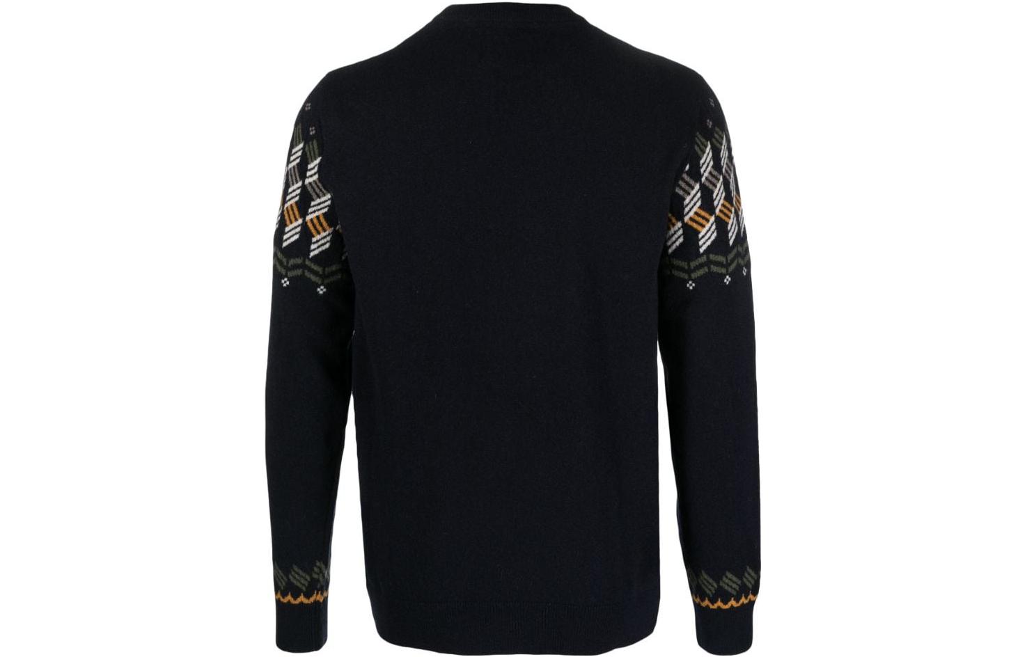 Lookbook 바버 FW23 페어아일 울 크루넥 스웨터 네이비 블루 MKN1511MKNNY91