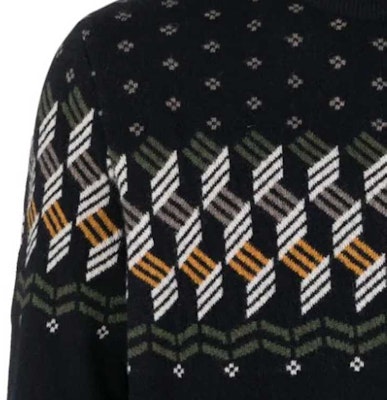 바버 FW23 페어아일 울 크루넥 스웨터 네이비 블루 MKN1511MKNNY91 Details for 바버 FW23 페어아일 울 크루넥 스웨터 네이비 블루 MKN1511MKNNY91