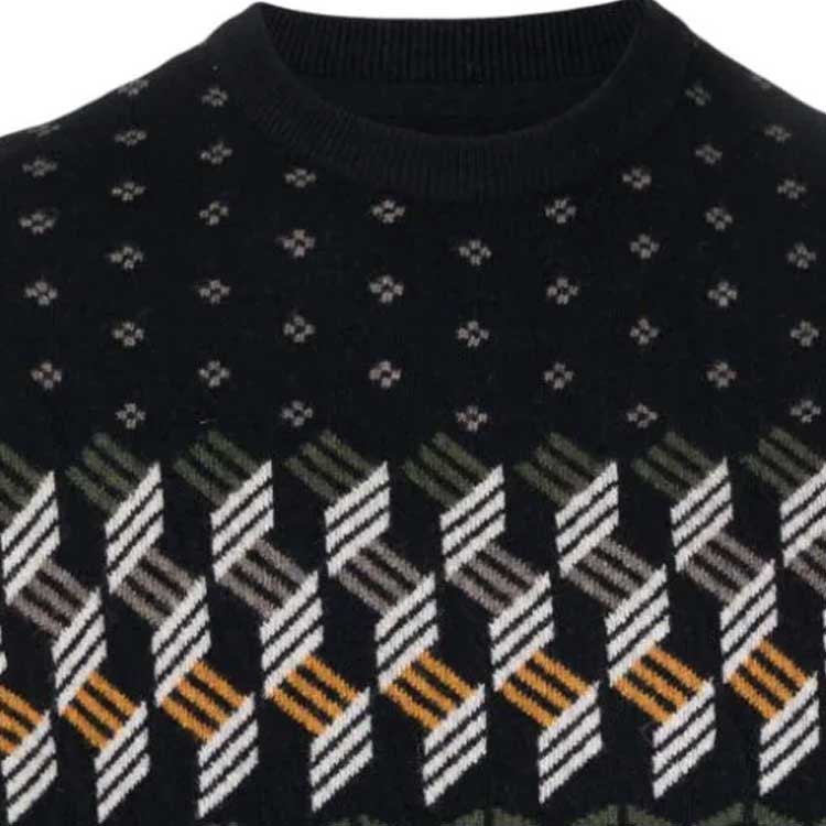 Sizing 바버 FW23 페어아일 울 크루넥 스웨터 네이비 블루 MKN1511MKNNY91