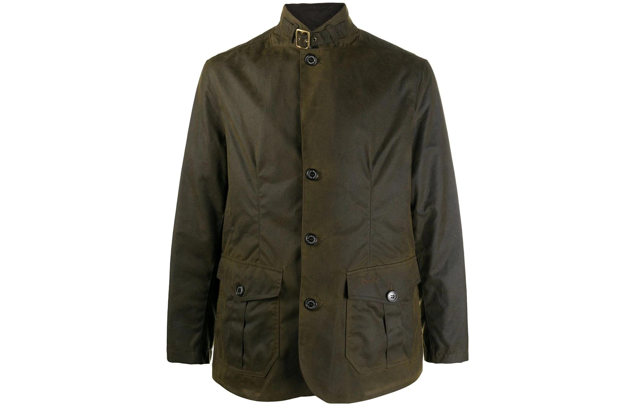 Barbour FW23 Green Waxed Jacket High Collar Casual Long Sleeve Coat MWX0566MWX