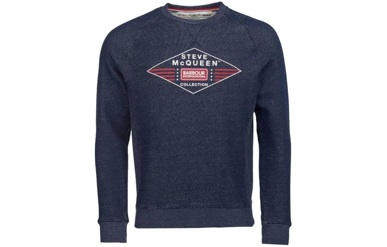 Barbour FW23 Logo Print Crewneck Long Sleeve Sweatshirt Blue MOL0250NY91