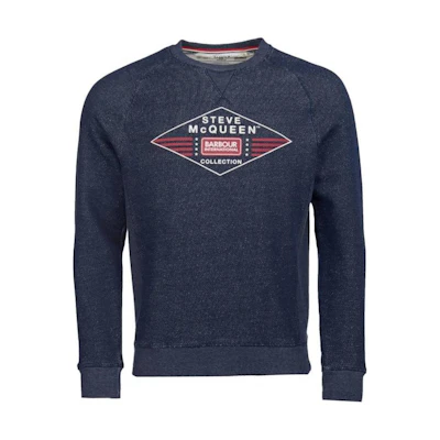 Barbour FW23 Logo Print Crewneck Long Sleeve Sweatshirt Blue MOL0250NY91