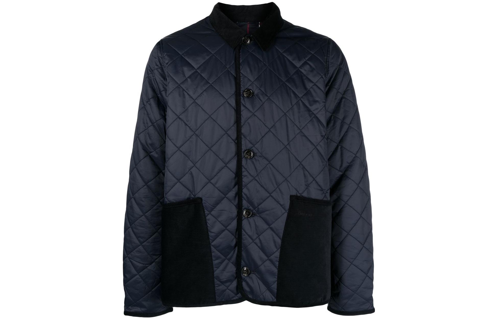 Barbour FW23 Navy Blue Colorblock High-Collar Long Sleeve Jacket MQU1560
