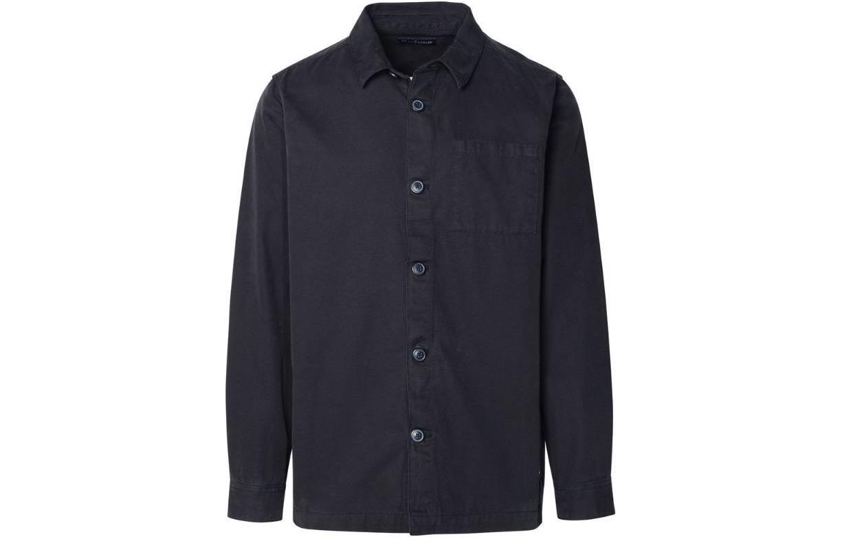Barbour FW23 Navy Blue Solid Straight-Collar Button-Up Jacket MOS0281MOSNY91