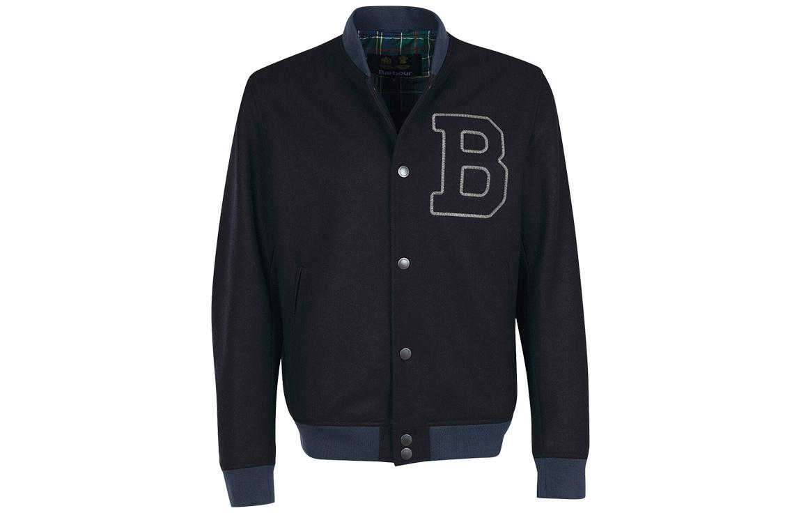 Barbour FW23 Navy Letter Print Single-Breasted Casual Jacket MWO0273