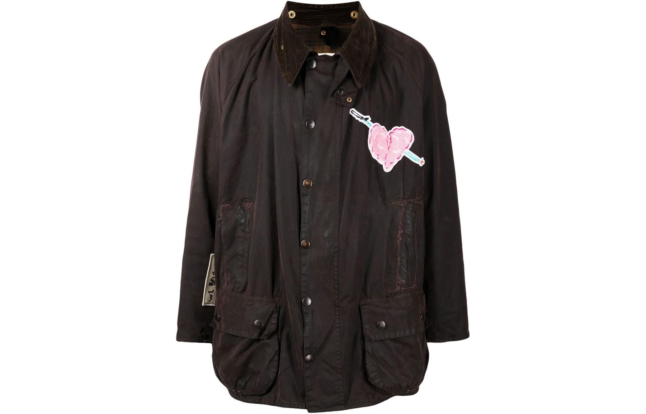Barbour FW23 Patterned Patchwork Collared Long Sleeve Jacket Brown () HWF006N