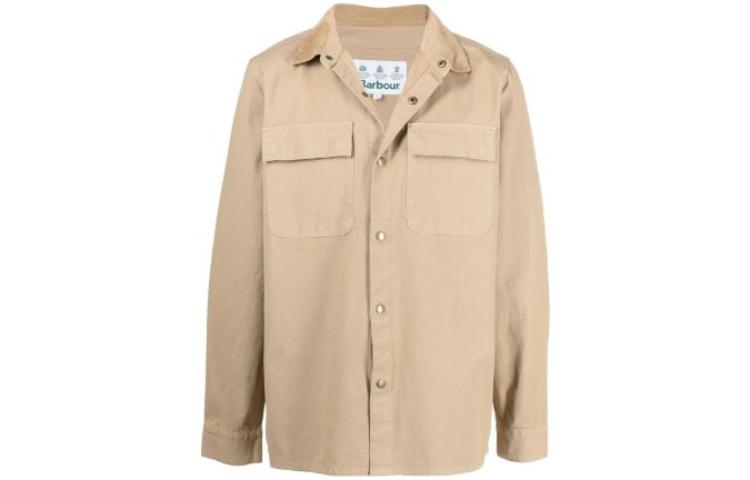 Barbour FW23 Single-Breasted Shirt Jacket in Khaki MOS0136SAND