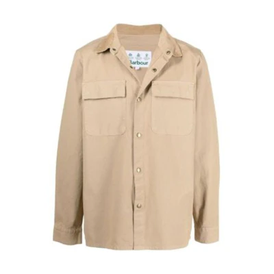 Barbour FW23 Single-Breasted Shirt Jacket in Khaki MOS0136SAND