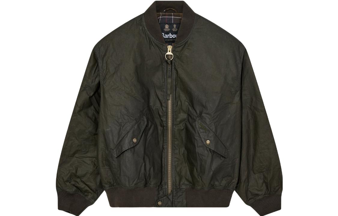 Barbour FW23 Solid Color Zip-Up Bomber Jacket Men’s Deep Green MWX2251OL51