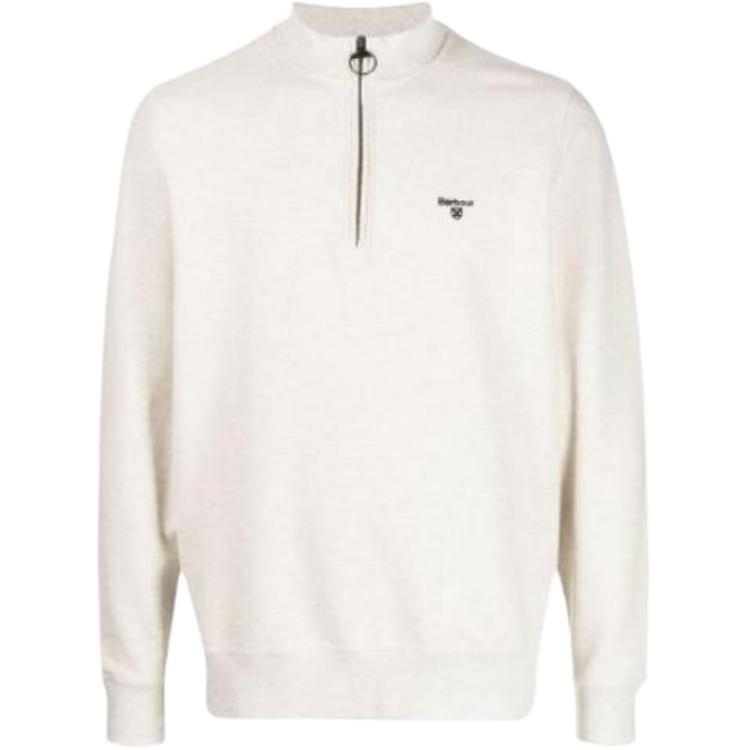 Barbour FW23 Solid Half-Zip Casual Sweatshirt White MOL0393BE11