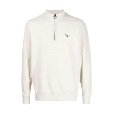 Barbour FW23 Solid Half-Zip Casual Sweatshirt White MOL0393BE11