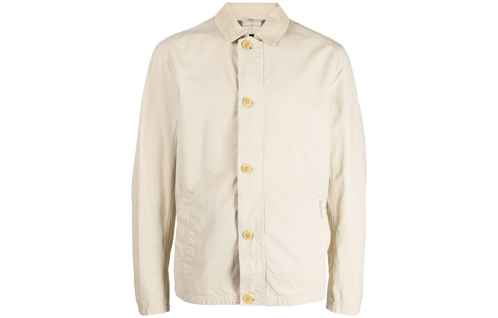 Barbour FW23 Solid Logo Embroidered Shirt Jacket Men’s Light Beige MCA0924ST11