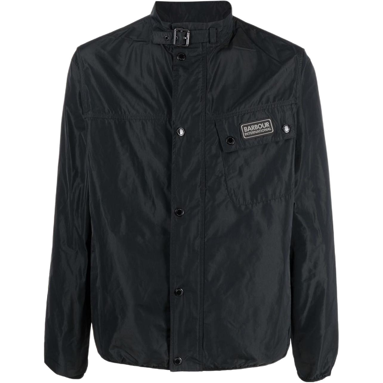 Barbour FW23 Solid Logo Patch Stand Collar Jacket Black MCA0821BK11