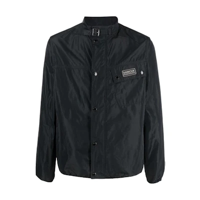 Barbour FW23 Solid Logo Patch Stand Collar Jacket Black MCA0821BK11
