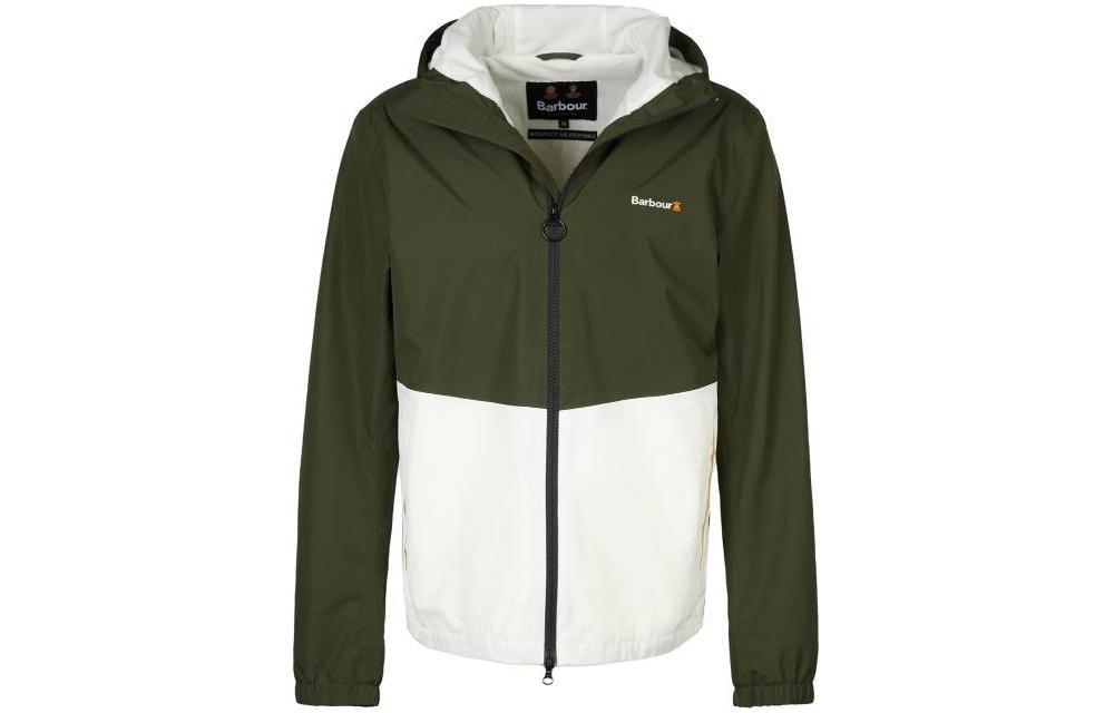 Barbour Green Color-Block Logo Print Hooded Zip Jacket MWB1056SG71