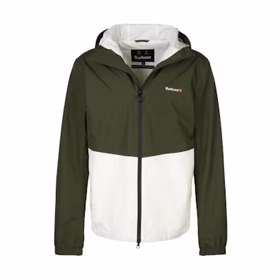 Barbour Green Color-Block Logo Print Hooded Zip Jacket MWB1056SG71
