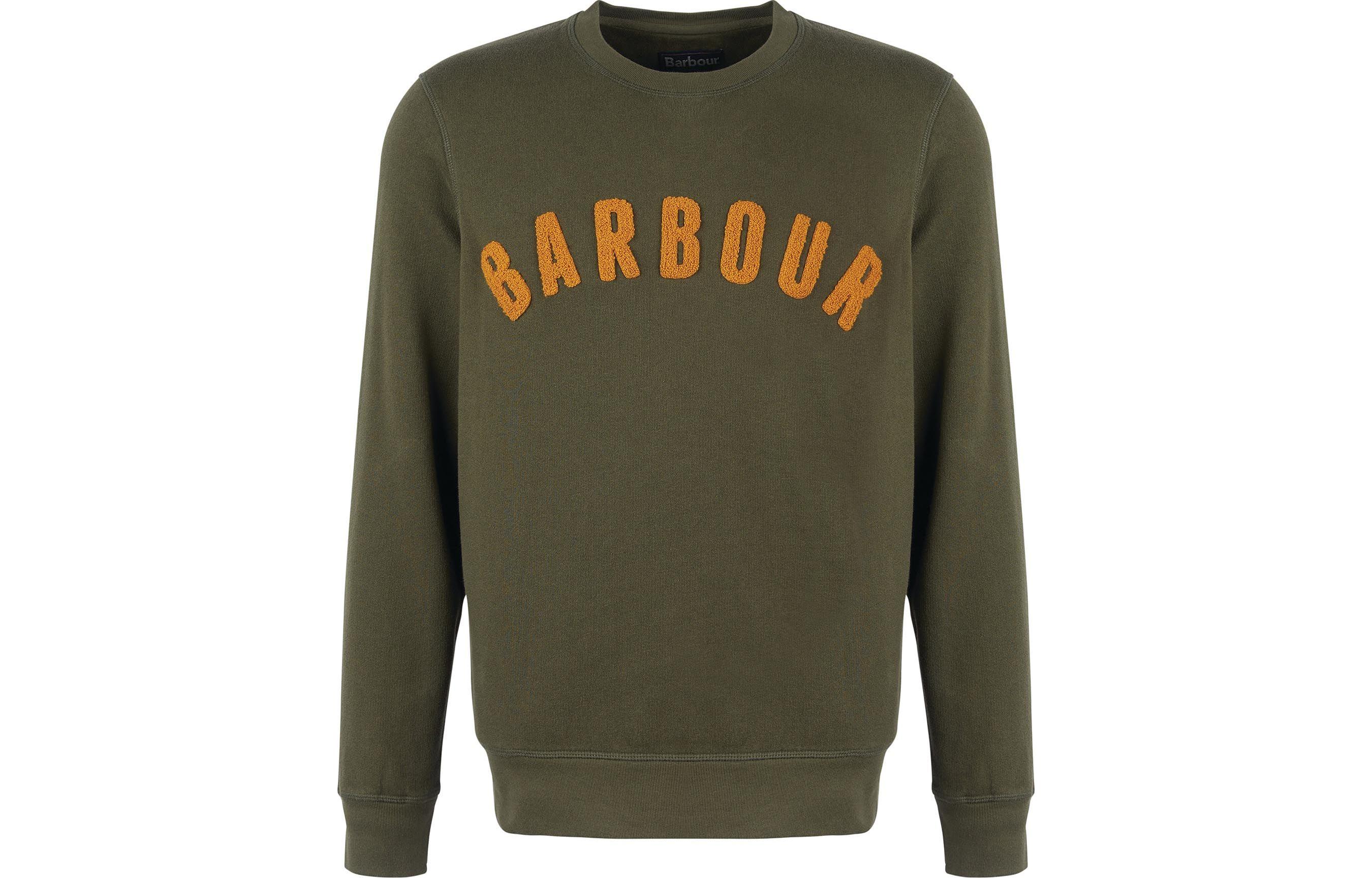Barbour Green Crewneck Sweatshirt with Embroidered Logo MOL0101OL51