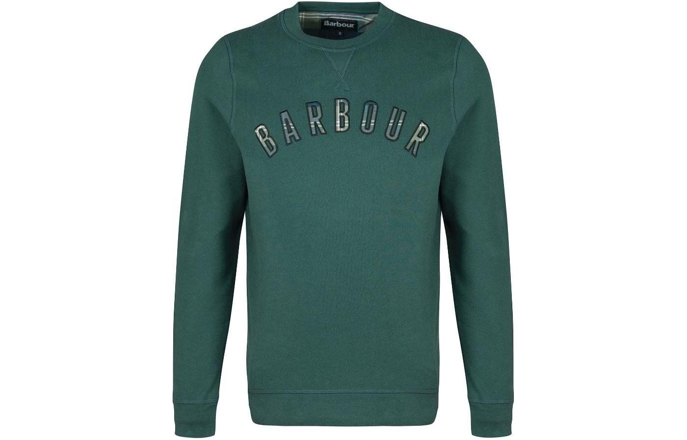 Barbour Green Crewneck Sweatshirt with Logo Print Long Sleeves MOL0410GN89