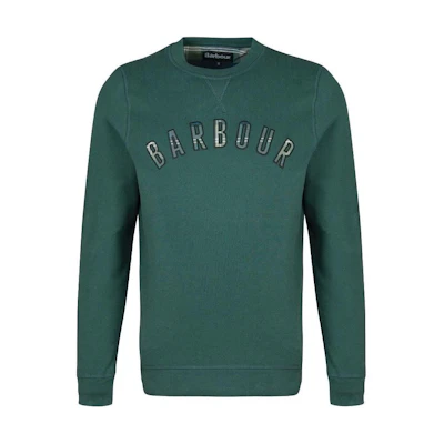 Barbour Green Crewneck Sweatshirt with Logo Print Long Sleeves MOL0410GN89