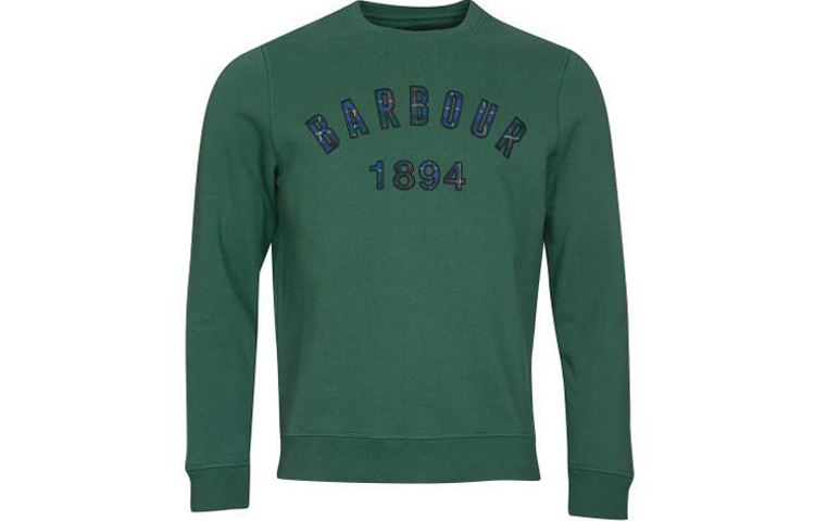 Barbour Green Logo Print Crewneck Long Sleeve Pullover Sweatshirt MOL0359GN92