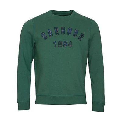 Barbour Green Logo Print Crewneck Long Sleeve Pullover Sweatshirt MOL0359GN92