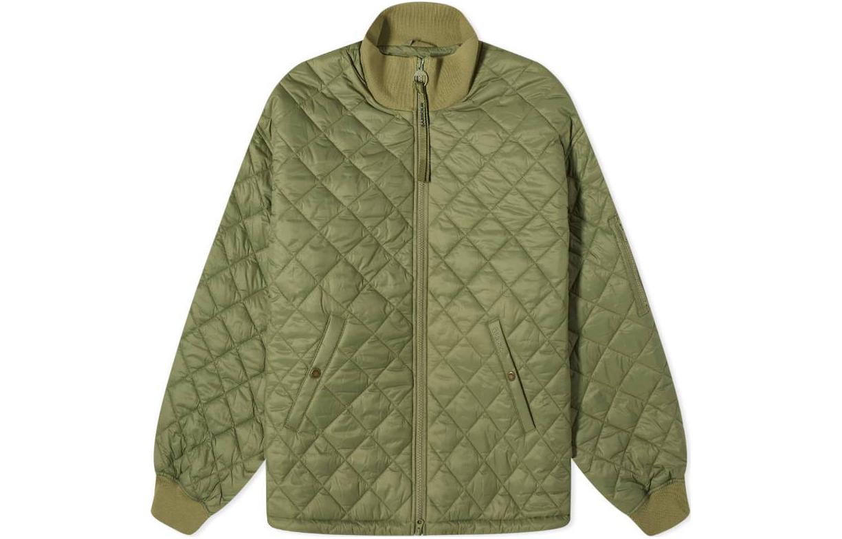 Barbour Green Solid Check Quilted Cotton Jacket MQU1779GN32