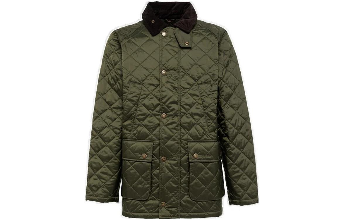Barbour Green Solid Collar Casual Long-Sleeve Jacket MQU1638MQUOLIVE