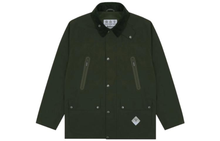 Barbour Green Solid Single-Breasted Collared Long Sleeve Jacket MSP0058SG51