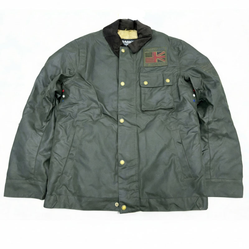 Barbour Green Waxed Cotton Jacket with Collar and Button-up Design MWX1853SG91